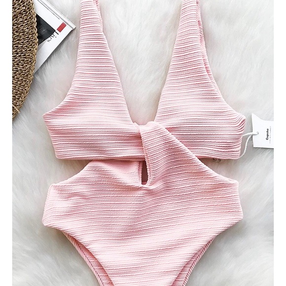 blush pink one piece swimsuit